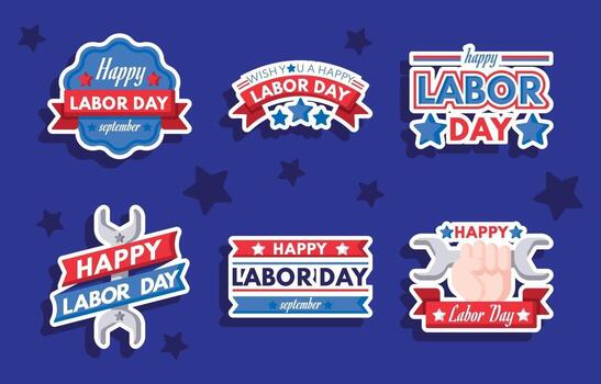 Happy Labor Day Sticker Collection vector